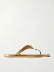 [Versace] Versace - Alia Embellished Metallic Rubber Flip Flops - Gold - IT41 IT 41 Gold