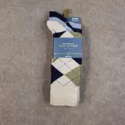 GOLDTOE Carlyle Argyle Crew Socks Mens Size 6-12.5 Green Beige Regatta 3 Pairs