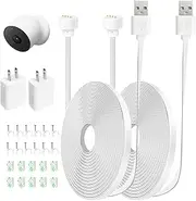 [AYIIFEI] Power Cable Compatible With Google Nest Cam Indoor/Outdoor, Battery, 20 FT/6m 2Pack Weatherproof Cable for Continuously Charging Nest Camera, With 5V 2A Charger