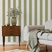 Juliette Stripe Textured Vinyl Wallpaper Fine Decor Sage Green