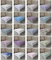 Ambesonne Blue and Pink Flat Sheet Top Sheet Decorative Bedding 6 Sizes