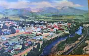 STEAMBOAT SPRINGS, COLORADO Town and River Old Linen Postcard 1948