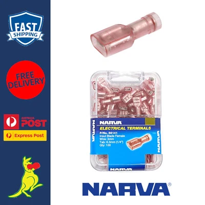 Narva Female Blade Terminal High Heat for 3mm Wire Narva Blade Terminal 100 Pack