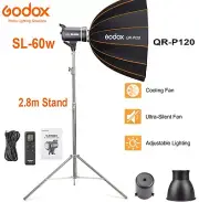 Godox SL-60W Studio LED Video Light Bowens Mount+ QR-P120 Softbox+ 2.8m Stand