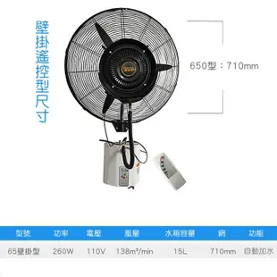 110V 壁掛扇 工業噴霧風扇 水霧加濕 水冷霧化風扇 遙控掛壁式 大風力壁扇壁掛式