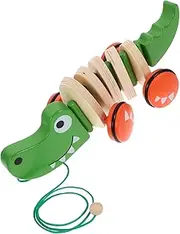 Cute Boys and Girls Wooden Pull Toy Cartoon Tractor Toddler Pull Along Animal Toy Develops Walking Skills