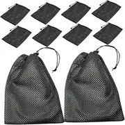 Kisangel 10pcs Heavy Duty Drawstring Mesh Bags for Toys Sports and Laundry Black Mesh Storage Pouch for Gym Beach and Travel Organization