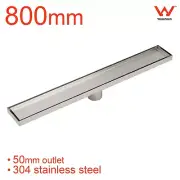 800mm Tile Insert Floor Drain Linear Shower Grate 50mm Waste 304 Stainless Steel