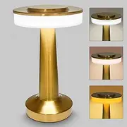 QING PU2021 Cordless Lamp,Portable LED Table Lamp with Touch,3 Colors Stepless Dimming, Rechargeable Battery Operated Lamp,Restaurant Table Lamp,Night Light for Kids Nursery,Nightstand Lamp(Gold)