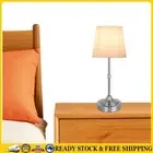 Portable Cordless Table Lamp USB Rechargeable Fabric Shade Desk Lamp (Silver) .