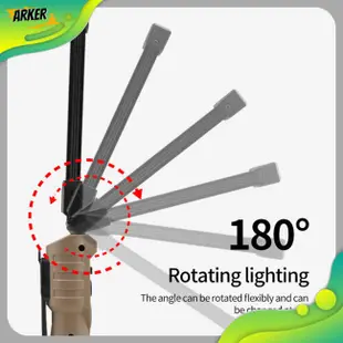 Areker 1000 流明 LED 工作燈帶金屬掛鉤 7 種照明模式 180° 用於露營的旋轉 3600mAh 可折疊