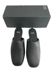 Eileen Fisher Scan Mule Black Nappa Leather Flat 7.5 Slip On Shoes $195 NIB