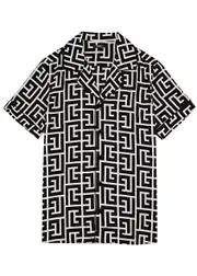 Balmain Monogrammed-print Shirt - Black - 40 (C15.75 / M) 40 (C15.75 / M)
