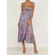Women's Maxi Dress A Line Dress Slip Dress Casual Outdoor Going out Standard Fit Floral Sleeveless Spaghetti Strap Black Blue Purple Green Summer