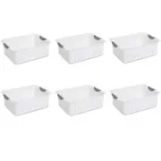 Sterilite Ultra Plastic Basket Bin Storage Organizer With Handles White, 8 Pack