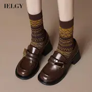 IELGY 女款復古厚底粗跟高跟鞋