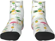 [pvinnk] Flamingos And Pineapples Print Functionality Socksing Adult Socks For Workout Winter Warmth And Everyday Wear