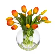 Glamorous Fusion Orange Tulip Artificial Faux Flower Plant Decorative Arrangemen