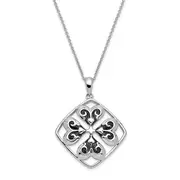 Sterling Silver Antiqued Wishing You Luck 18In Necklace