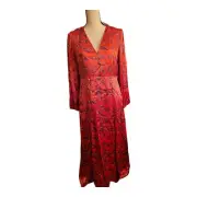 Topshop Floral Wispy Red Size 6 Women's Dress