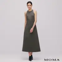 在飛比找momo購物網優惠-【MOMA】極瘦削肩長洋裝(灰色)