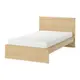 IKEA 單人加大床框 高床頭板, 實木貼皮, 染白橡木/luröy