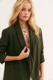 Free People Rowan Blazer- Deep Army- Medium- NEW with Tags