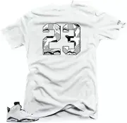 Shirt To Match Jordan 6 Retro Reverse Oreo-The 23 Gray. White Tees