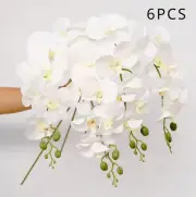 6pcs Lifelike Artificial Orchids - 9 Blooms Each Silk Butterfly Orchid white 70c