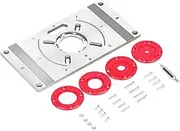 Staright Aluminum Alloy Router Table Insert Plate Trimming Machine Engraving Tool Flip Board with 4 Rings for Woodworking