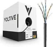 Voltive Cat5e Plenum (CMP), 1000ft, Black - Solid Bare Copper Bulk Ethernet Cable - UTP - 350MHz - UL Certified & ETL Verified