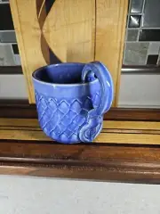 Phatbottompottery Blue Glass Dragon Scale Hand Made Pottery Mug