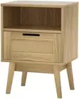 Bedside Table Rattan Bed Side Tables Storage Small Narrow Desk Chest of Drawers,