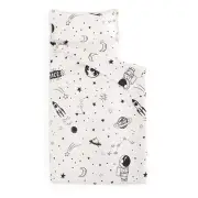 Wake In Cloud Space Rockets Astronauts Galaxy White Nap Mat w/ Pillow 50" x 20"