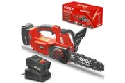 TOPEX Cordless Brushless Chainsaw Electric Saw w/ 20V 4.0AH Battery Fast Charger