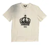 Dolce Gabbana Crown DG White COTTON T Shirt 48 New w/tag