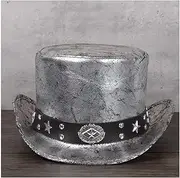 PANFU Ladies Men Party Hats Haute Couture Elegant Leather President Hat Metal Decoration Top Hat Rhinestone Party Hats (Color : 3, Size : XL(60-61CM))