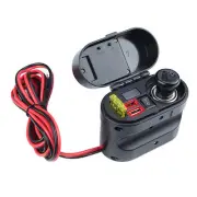 ˜DC 12V/24V Motorcycle Cigarette Lighter Dual USB Charging Ports Voltmeter Clock