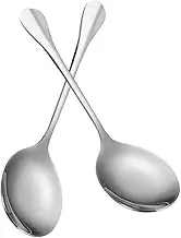 JECOMPRIS 2pcs Large Serving Spoon Stainless Steel Soup Salad Spoons with Long Handle Dishwasher Safe for Buffet Dining Cooking for Memorable Moments