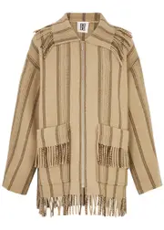 BY Malene Birger Bolou Striped Wool-blend Jacket - Beige - 36 (UK8 / S) 36 (UK8 / S)