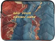 Custom Name Photo 13-14 Inch Portable Computer Case Red and Blue Marble Texture Personalized Case Bag with Zipper for Men Women funda para