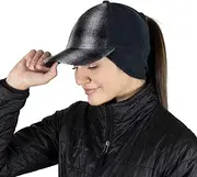 [TrailHeads] Women's Winter Ponytail Hat | Trucker Hat with Drop Down Ear Warmers
