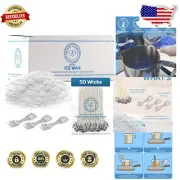 All-Natural 10lb Ice Candle Wax with 50 Pre-Waxed Wicks & Centering Devices