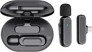 Lancoon Wireless Microphone with Charging Case Compatible with Android Professional Lapel Mic Intelligent Noise Reduction for Vlog Live Streaming YouTube (USB-C)