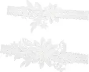 [GLSTOY] Floral Lace Garters Pearl Leg Ring Bridal Wedding Garter Belts Set for Bridal Shower White