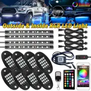 12x RGB LED Rock Lights Pods Kit Underbody Neon Music Light Lamp Bluetooth APP