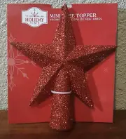 Holiday Time Mini Red Glittering Star Christmas Tree Topper
