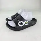 Oofos Ooahh Sport Recovery Slides US 10 Women's Black White Logo Sandals