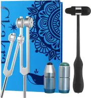 Pack of 2 Weighted Tuning Forks with Natural Gemstone Feet for Body Healing