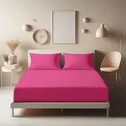 Super King Fitted Sheet - 25 cm Deep Hotel Quality (Pink) Bed Sheets - Soft & Breathable Superking Fitted Sheet - Anti-Wrinkle Easy Care Fitted Sheets